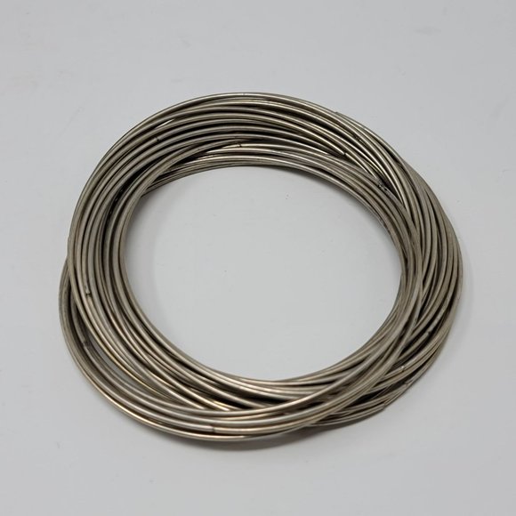 Intertwining multiple metal silver look bangle - Picture 1 of 6
